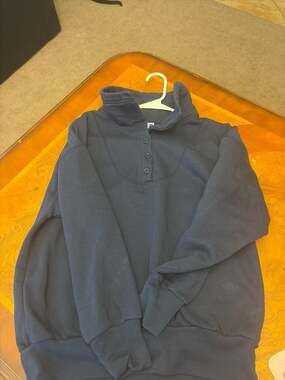 Vintage Pro Spirit Navy Blue 4-Button Henley Mock Neck Sweatshirt